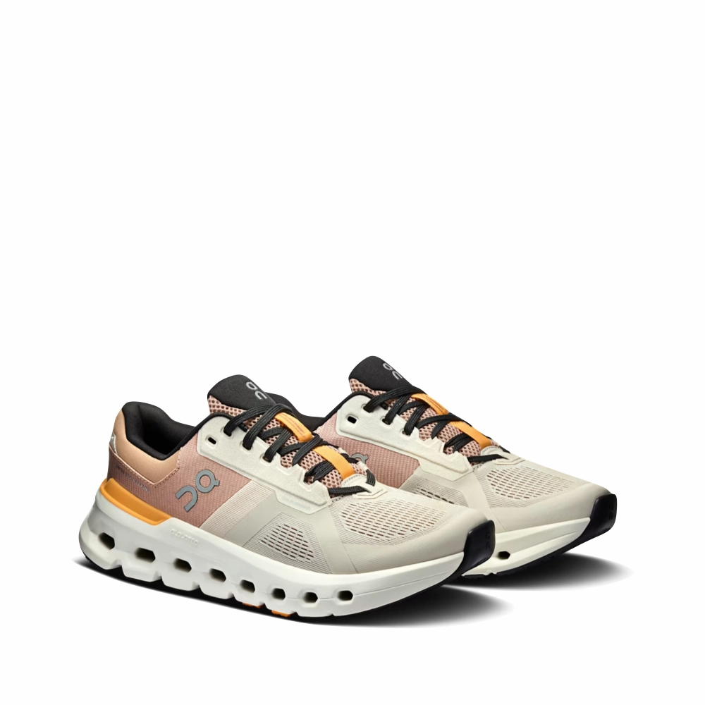 On Women's Cloudrunner 2 Sneaker in Pearl/Tangerine Universal Style Smart Step