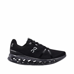 On Women's Cloudsurfer Running Sneaker in All Black Good elasticity