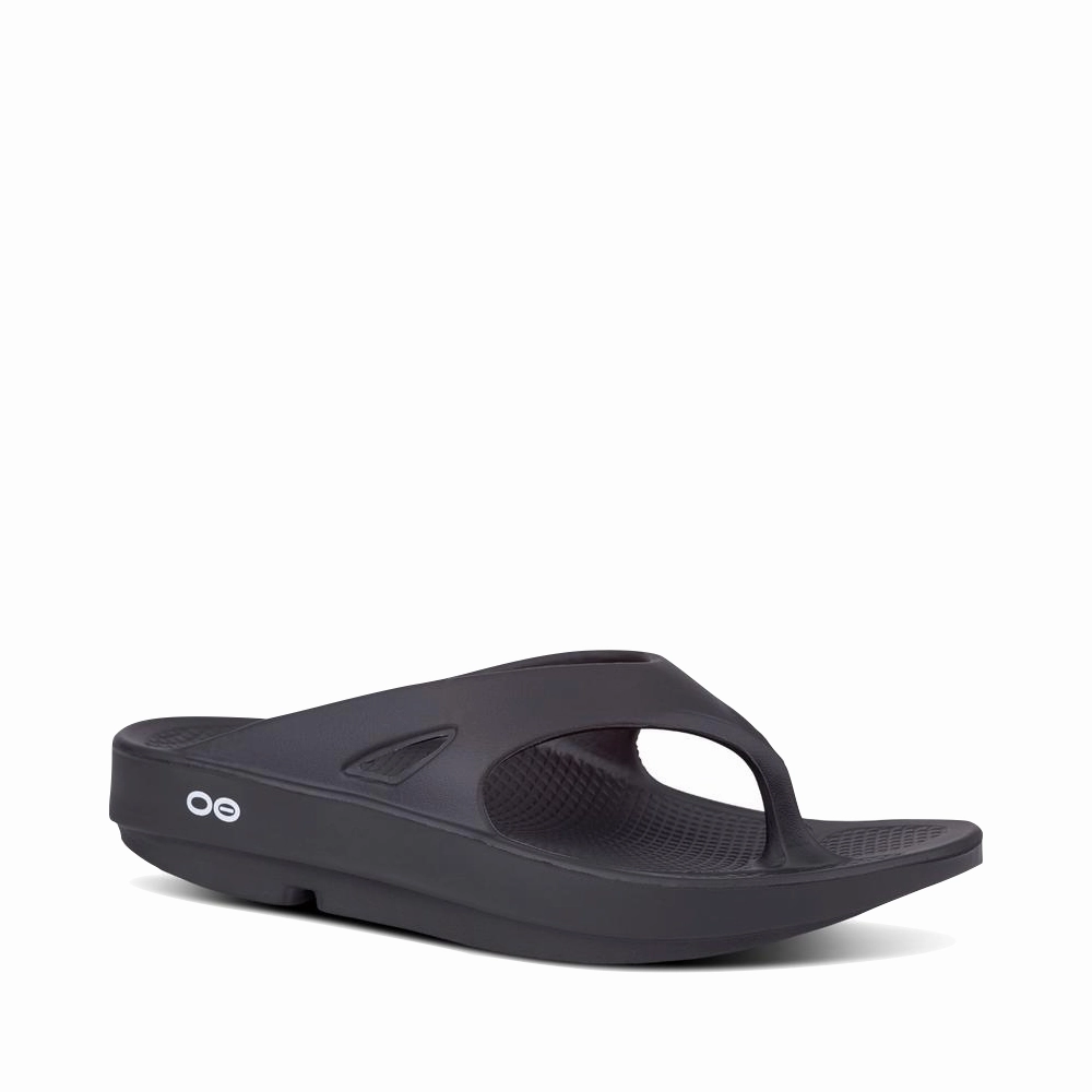 OOfos OOriginal Thong Sandal in Black Coastal Trip
