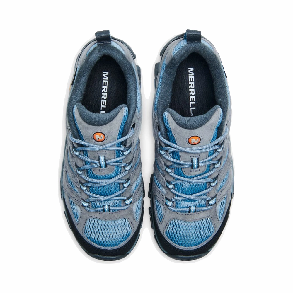 All Day Comfort Merrell Women's Moab 3 Low Waterproof Hiking Shoe in Altitude Grey/Blue