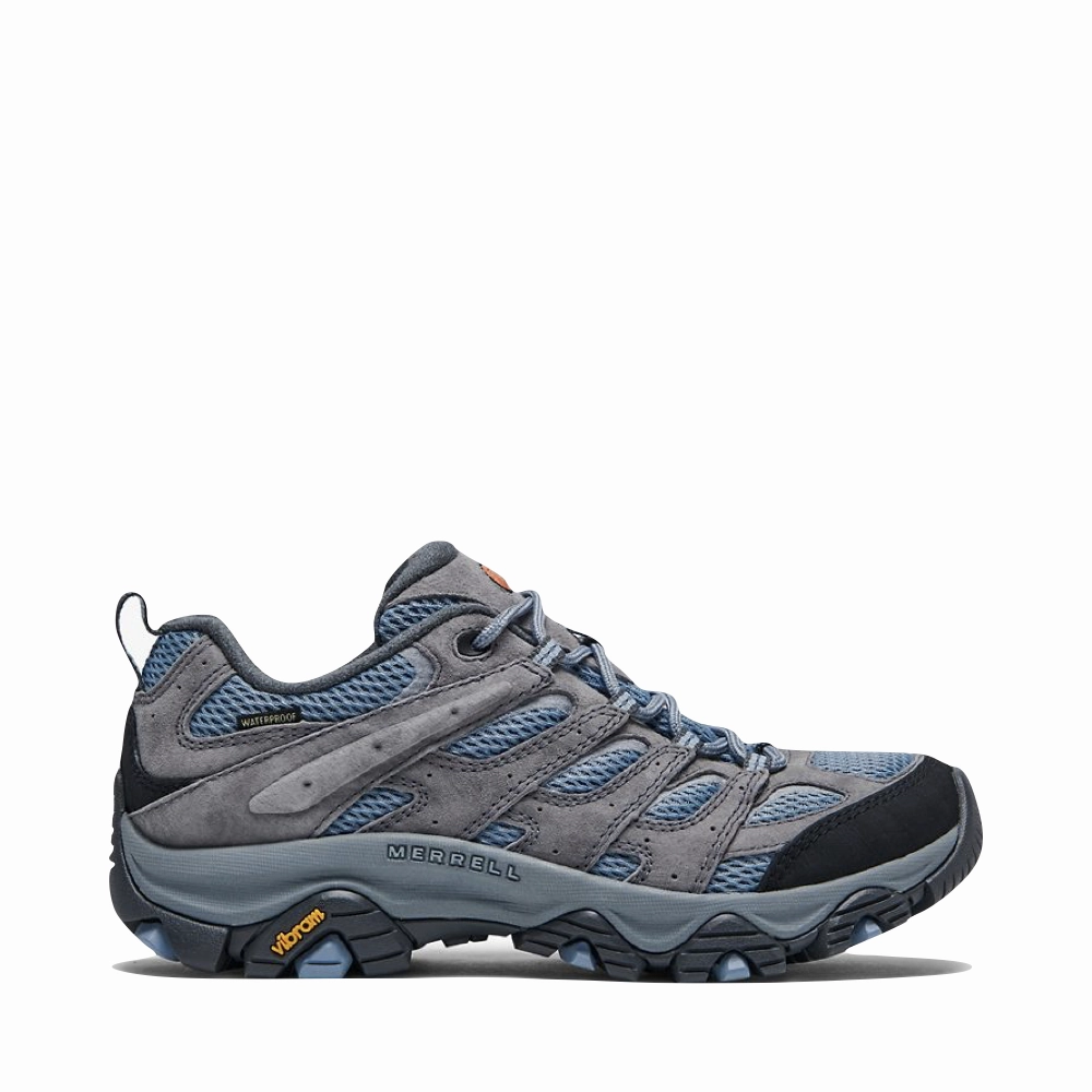 Merrell Women's Moab 3 Low Waterproof Hiking Shoe in Altitude Grey/Blue Outdoor Climb