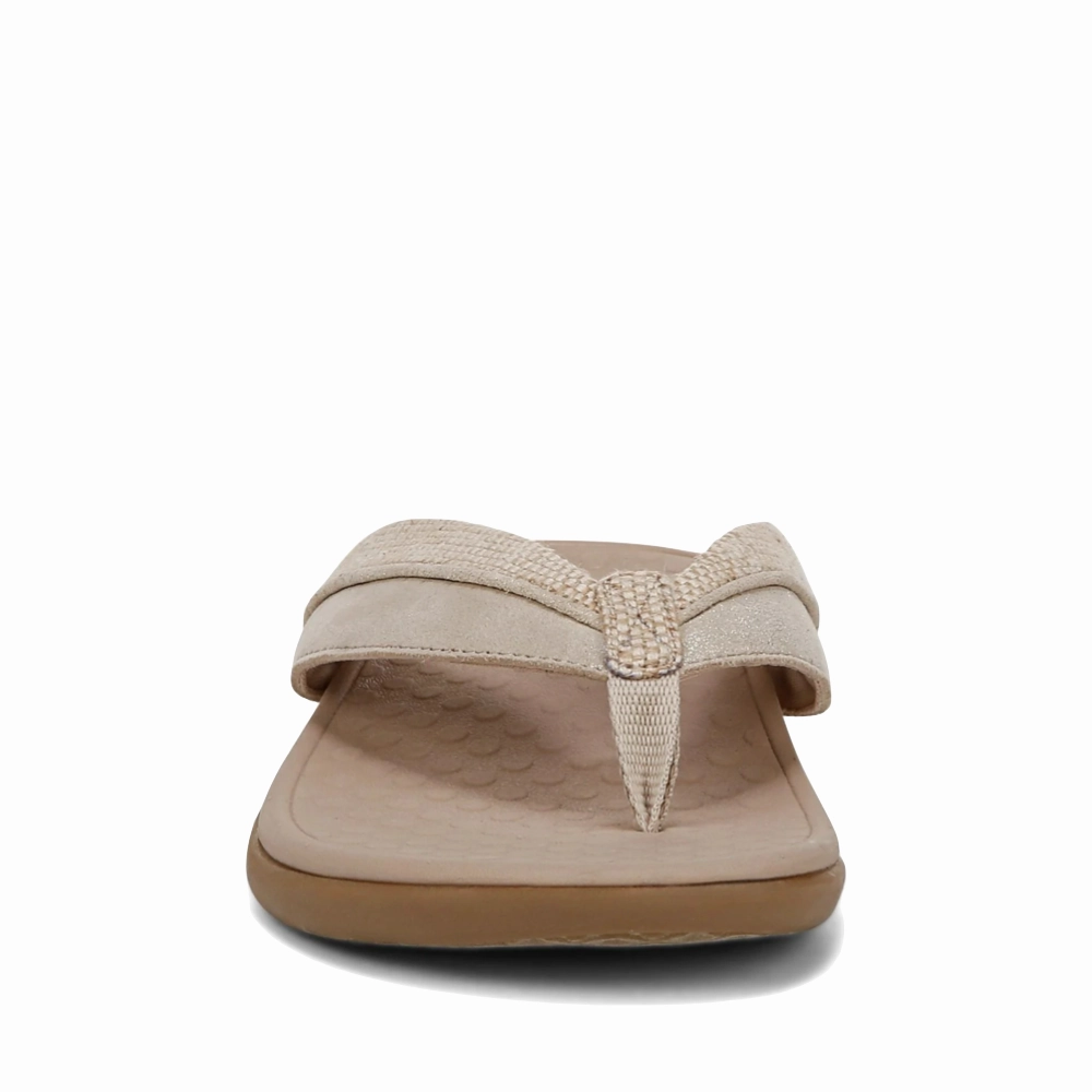 Gladiator Style Urban Edge Vionic Women's Shore Toe Post Flip Sandal in Natural Gold