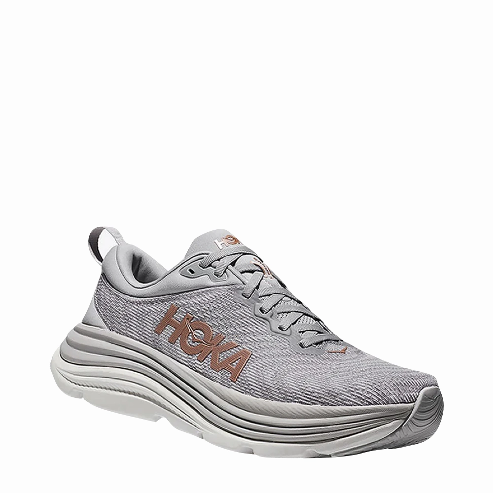 Hoka Women's Gaviota 5 Running Sneaker in Harbor Mist/Rose Gold Weekend Escape Long Walks
