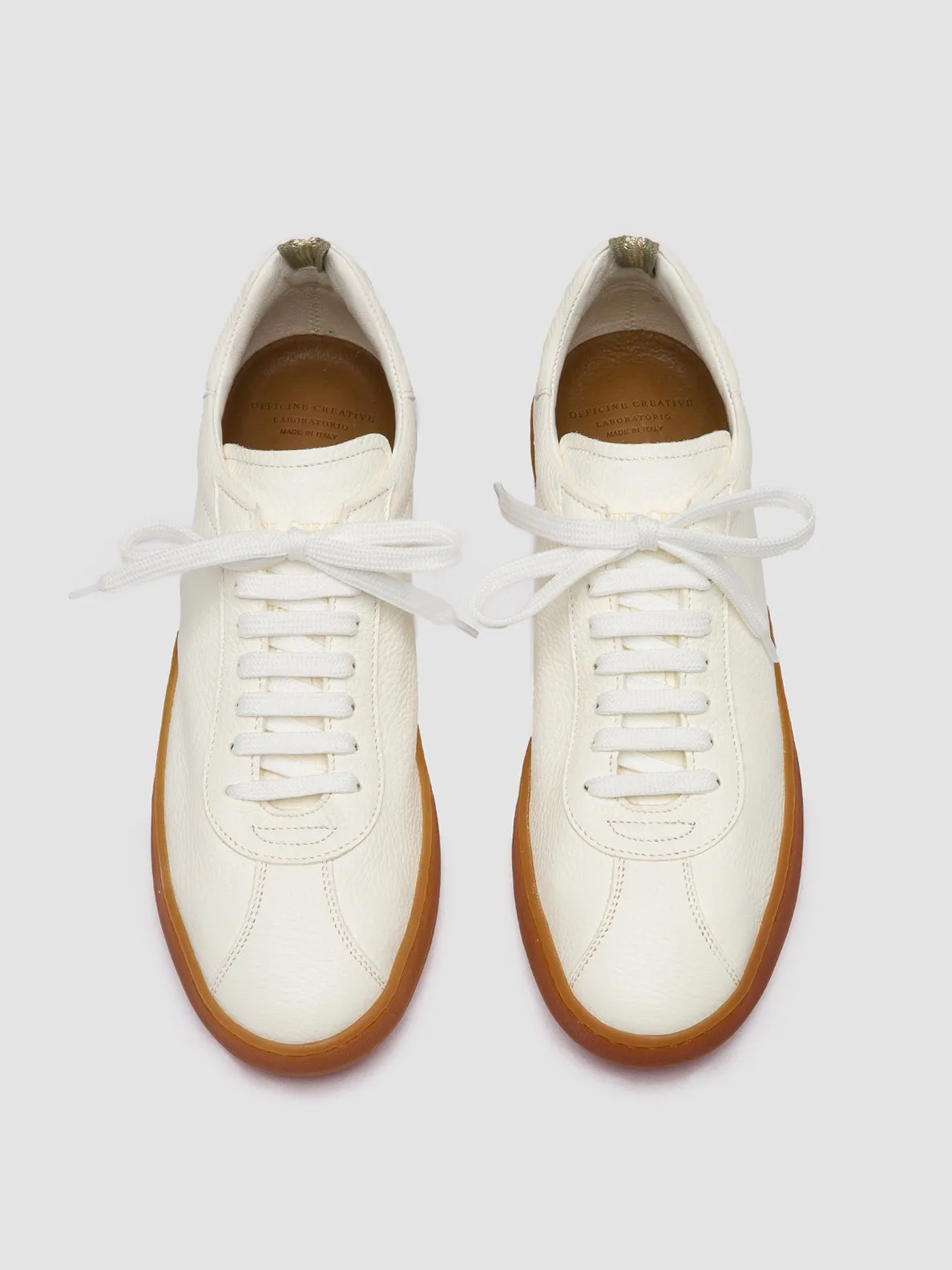 evening - run HALO 001 - White Leather Low Top Sneakers