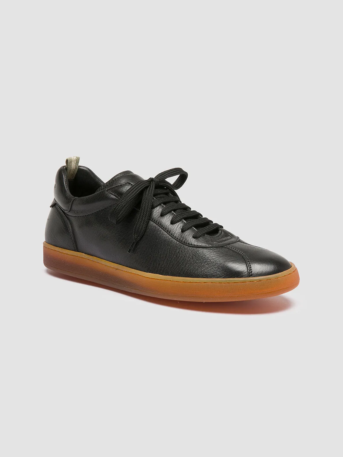 HALO 001 - Black Leather Low Top Sneakers Stretchy Material