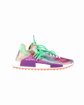 Easy - to - Clean forest shoes Pharrell x Adidas NMD Hu Trail Holi Sneakers in Flash Green and Lab Purple Polyester