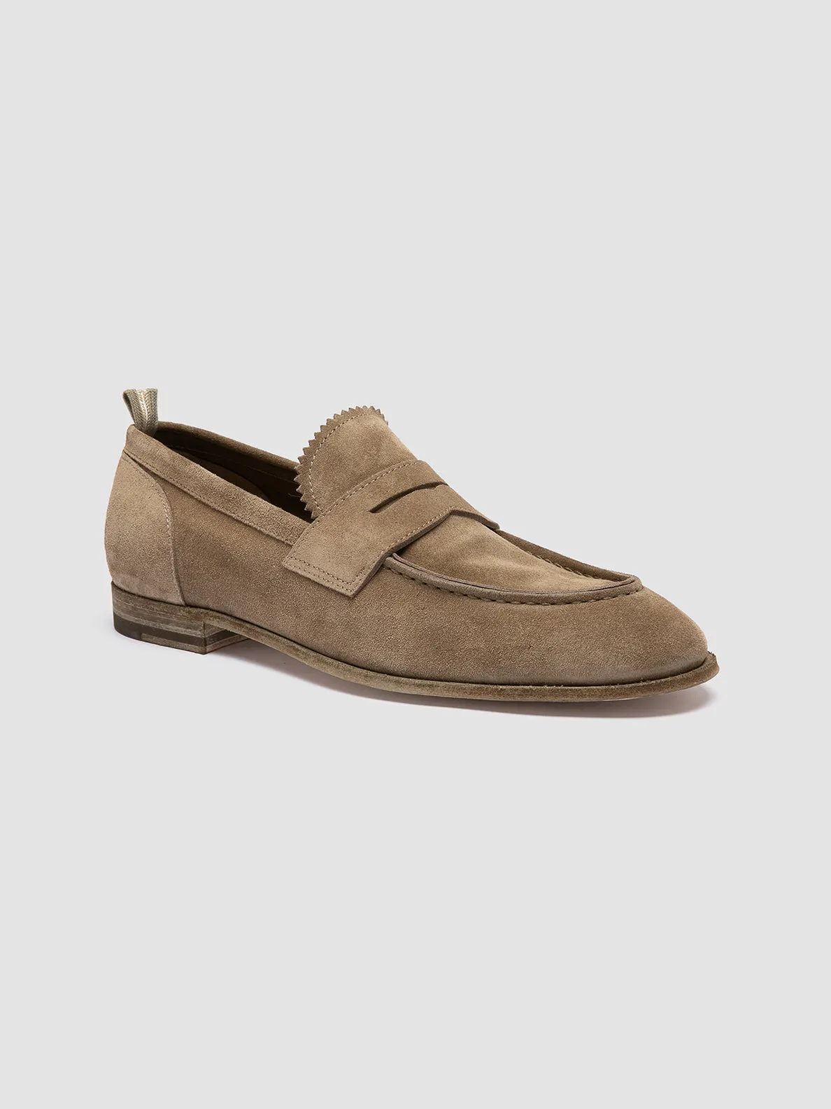 SOLITUDE 001 - Taupe Suede Penny Loafers Reliable Balance Custom Line