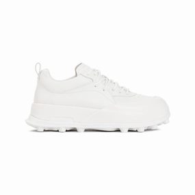 Multi   Directional Tread Porcelain White Leather Sneakers