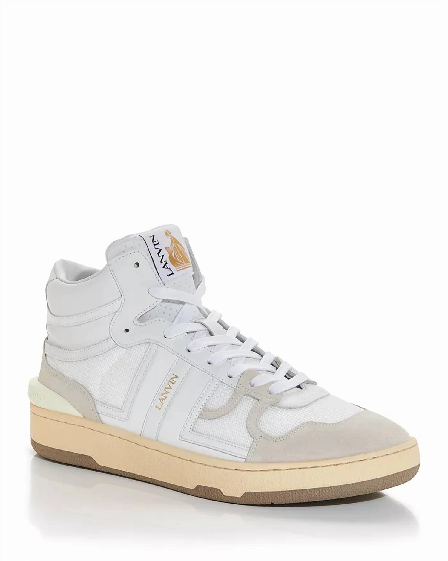 Limited - edition Men's Curb Clay Tennis Leather & Mesh Hi Top Sneakers In White