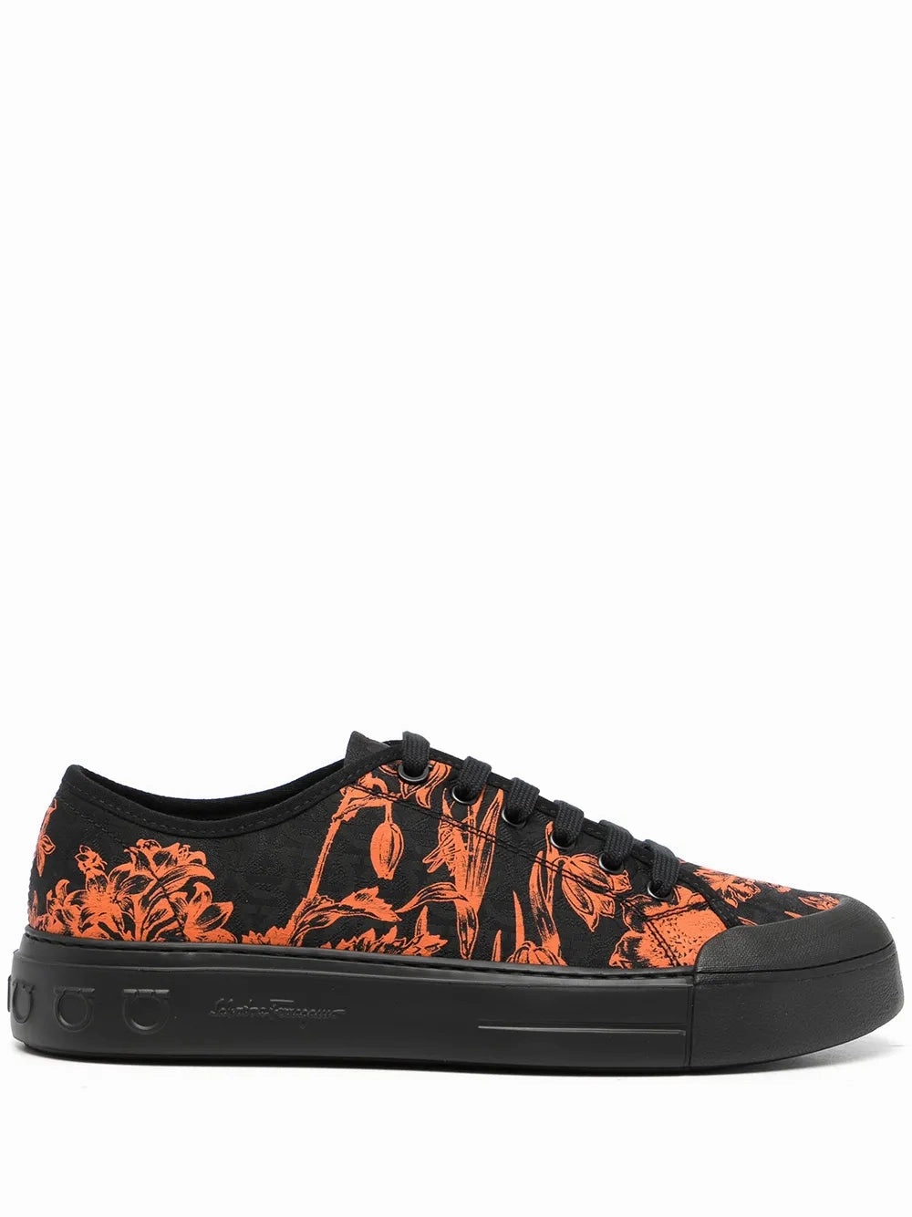 Ferragamo Pattern-Print Low-Top Lace-Up Sneakers Smooth Steps