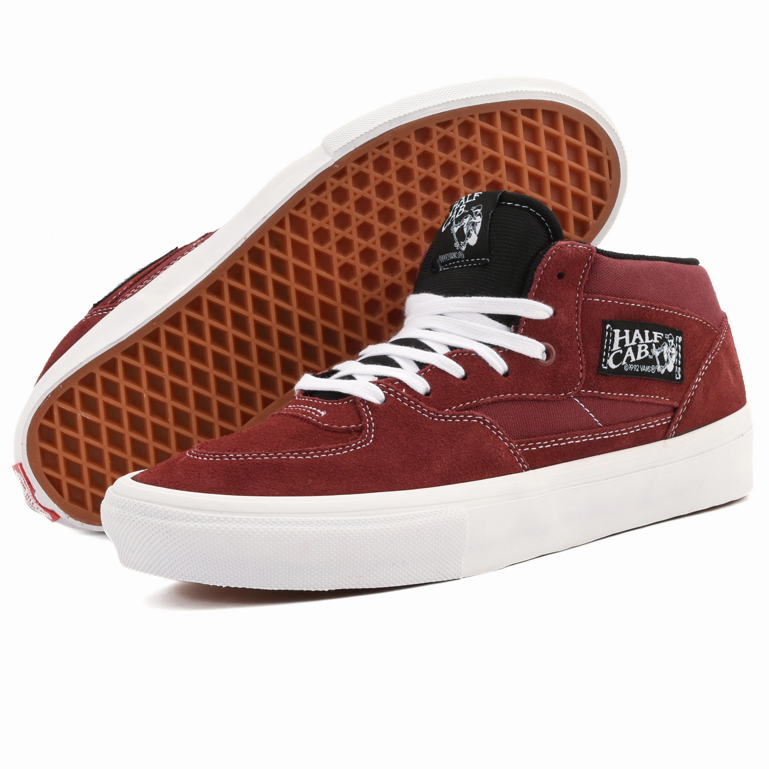 Vans - Skate Half Cab (Burgundy/White) running for a cause shoes Breathable Footwear
