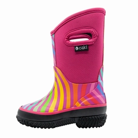 Rainbow Stripes Neoprene Rain/Snow Boots Waterproof Comfort