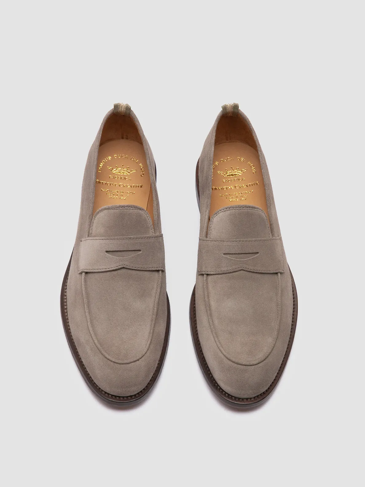 OPERA 001 - Grey Suede Penny Loafers Regular Use Midday Walk