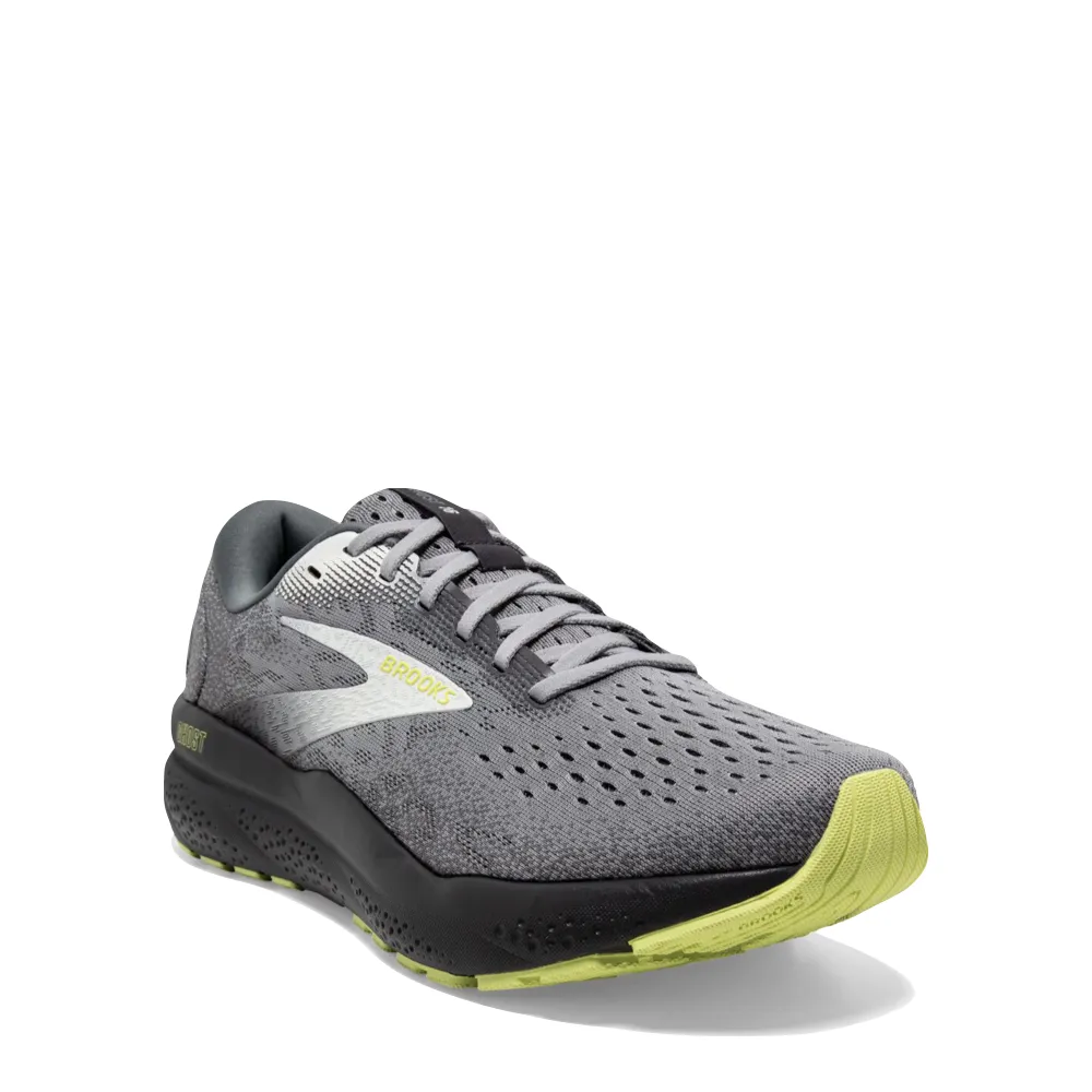 Brooks Men's Ghost 16 Sneaker in Primer/Grey/Lime Running Cushioning