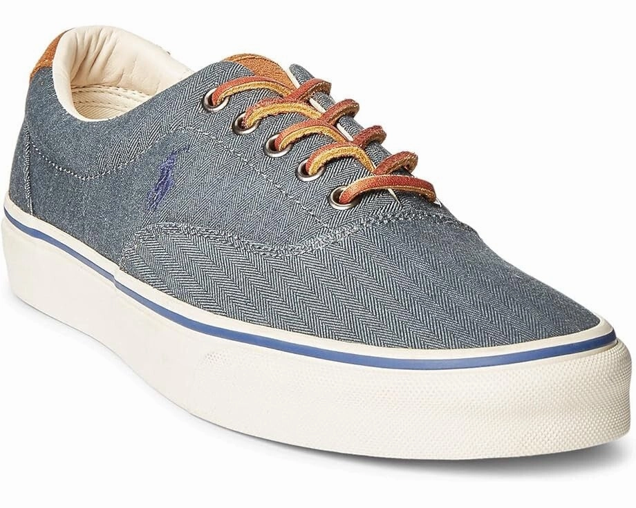 Polo Ralph Lauren Keaton Sneaker Men's Suede-Trim Herringbone Shoes ZPO3981 Cushioned Ankle Training Mode