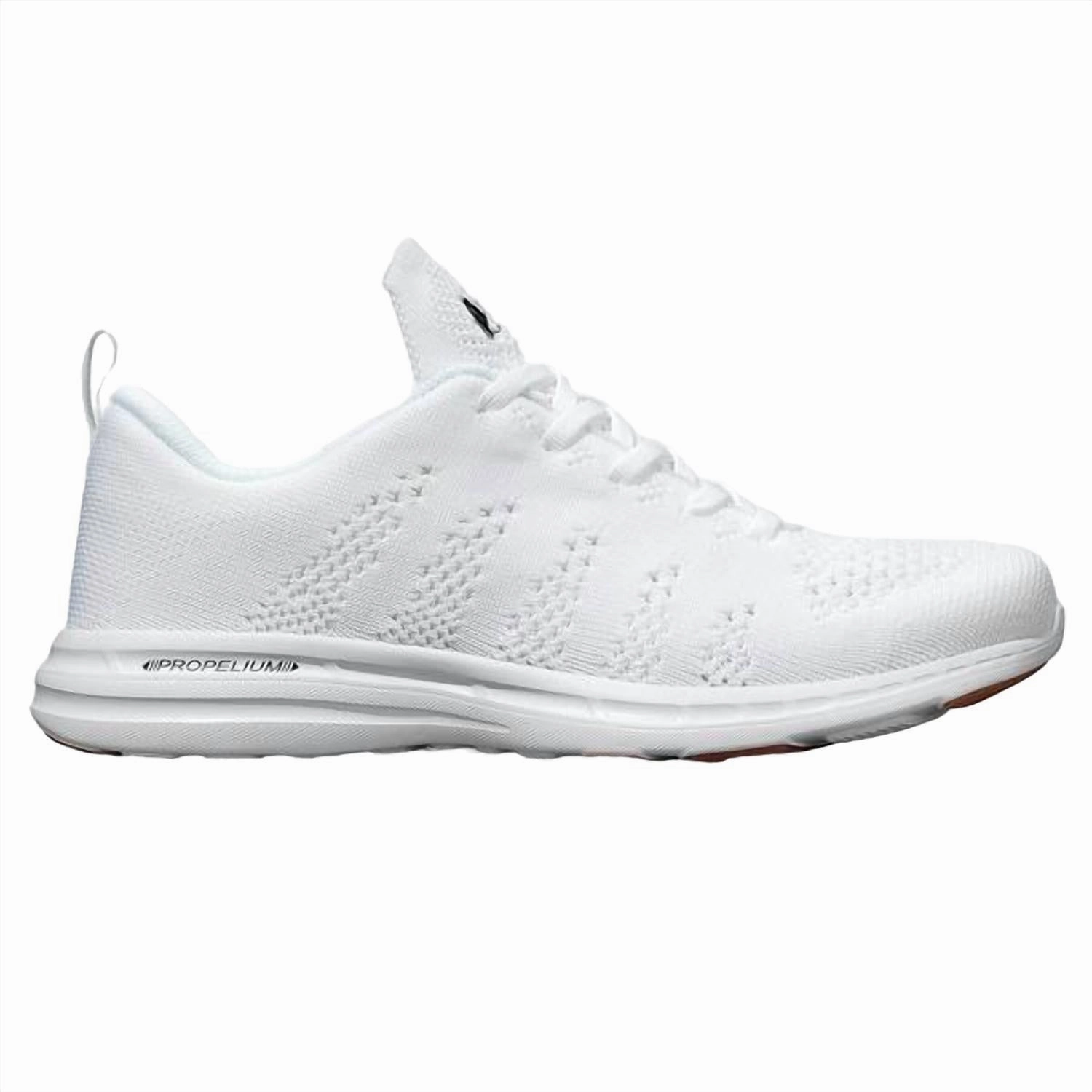 Men's Techloom Pro Sneaker In White/black/gum running during a thunderstorm