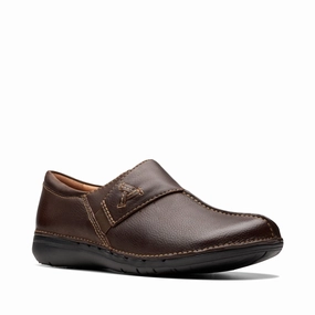Clarks Women's Un Loop Ave Smooth Leather Slip On in Dark Brown Creek Walk Light Hike