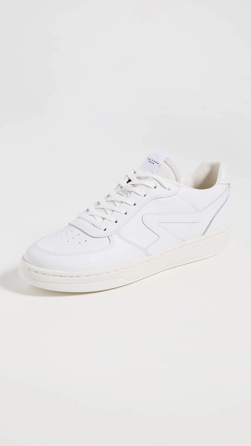 Rag & Bone Men's Retro Court Sneakers, White White Lace Up leather Shoes continuous - running shoes