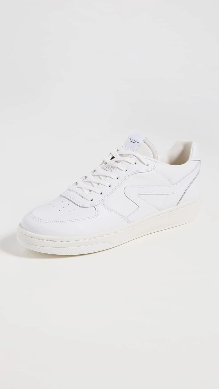 well - fitting running in a small town shoes Rag & Bone Men's Retro Court Sneakers, White White Lace Up leather Shoes