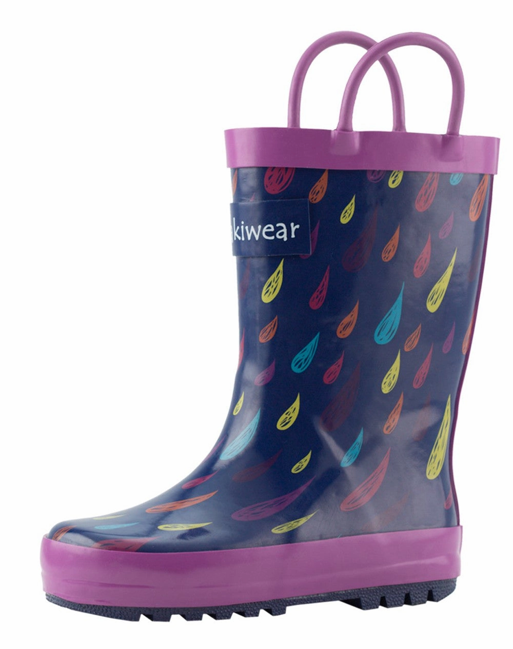 Quick Dry Protection Open Toe Evening Pumps Colorful Raindrops Loop Handle Rubber Rain Boots