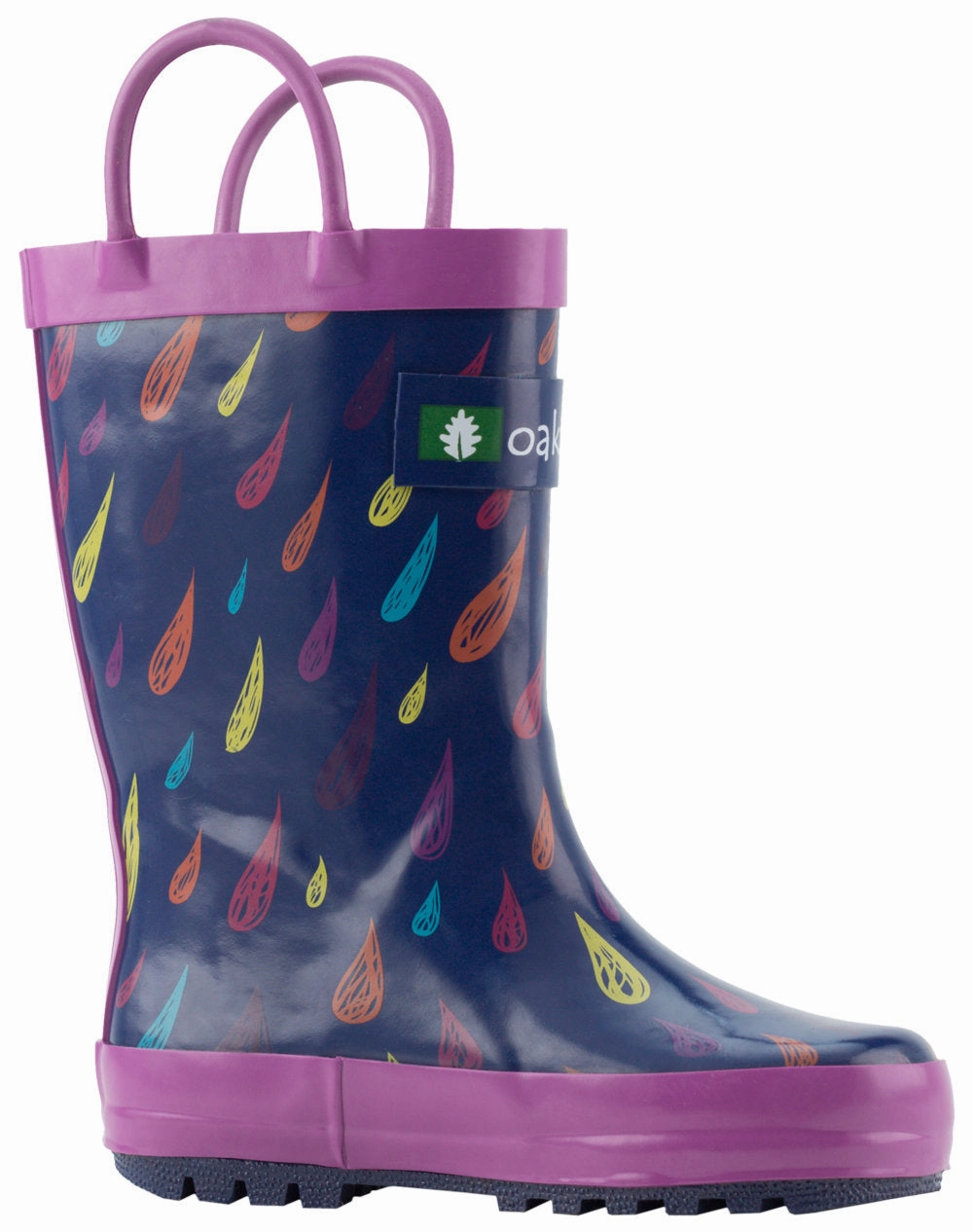 Cold Day Protection Colorful Raindrops Loop Handle Rubber Rain Boots