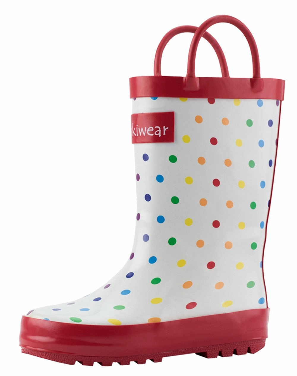 Rainbow Polka Dot Loop Handle Rubber Boots Heavy Rain Active Walking Boots