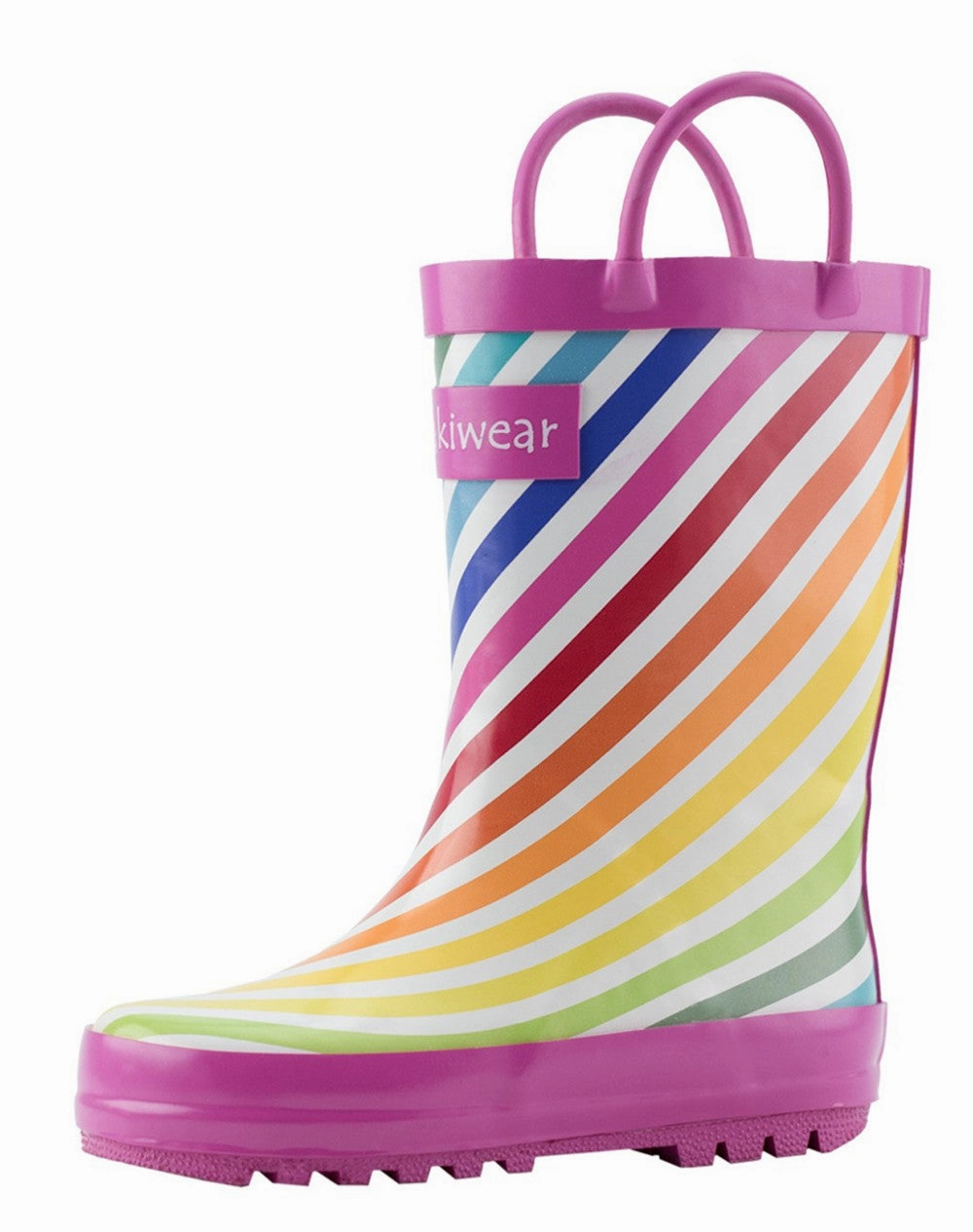 Quick Boot Classic Rain Boots Rainbow Stripes Loop Handle Rubber Rain Boots