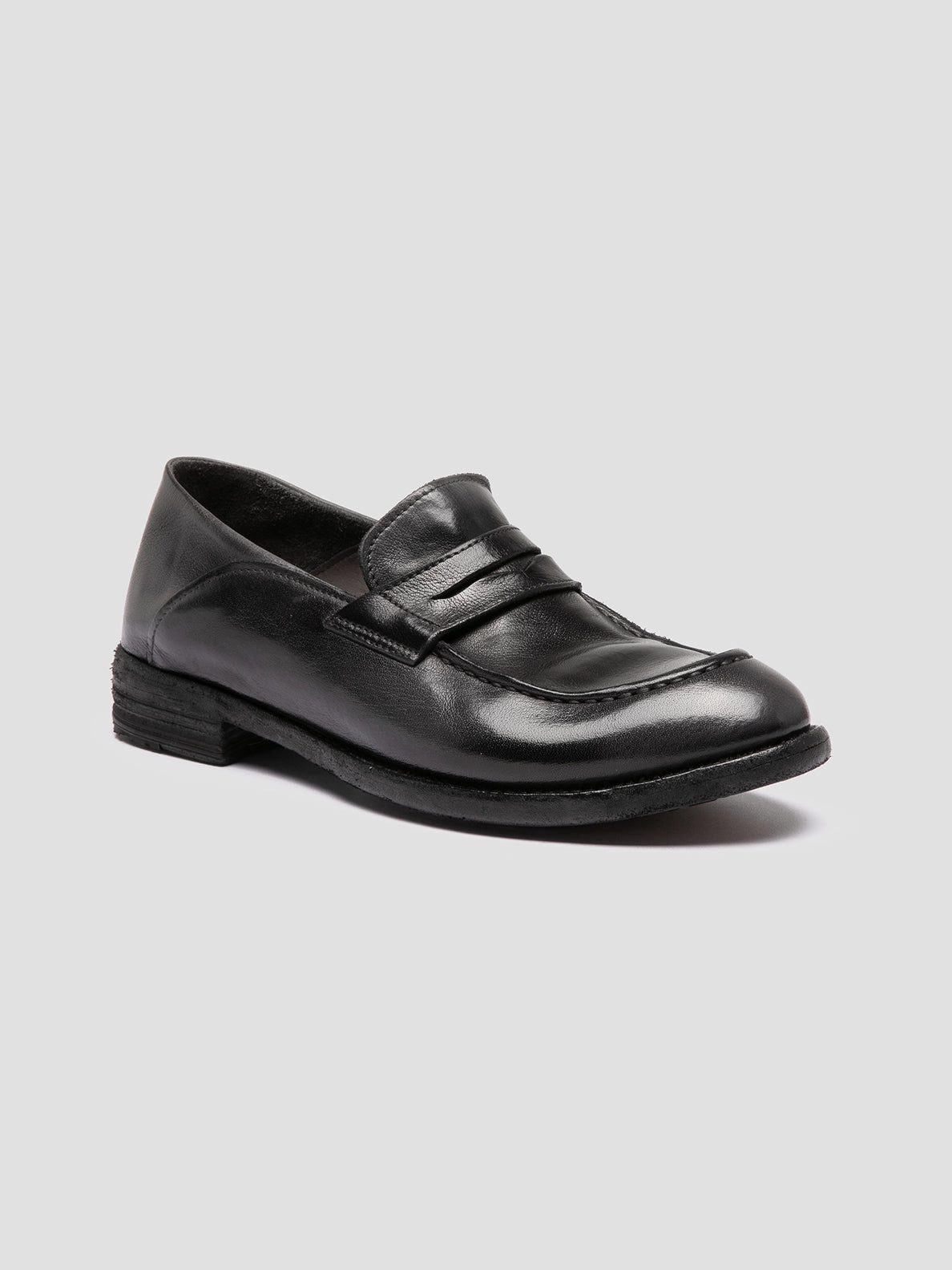 LEXIKON 140 - Dark Grey Leather Penny Loafers Refined Style
