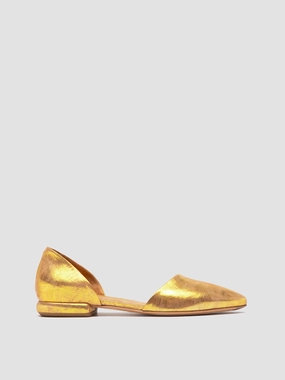 SUE 002 - Gold Leather Ballerina Shoes All Day