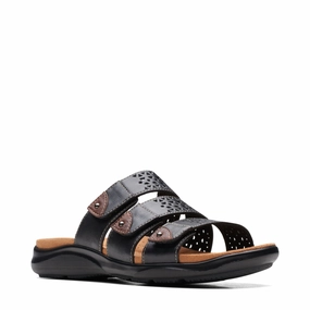 Clarks Women's Kitly Walk Slide Sandal in Black Sporty Outdoor Footwear