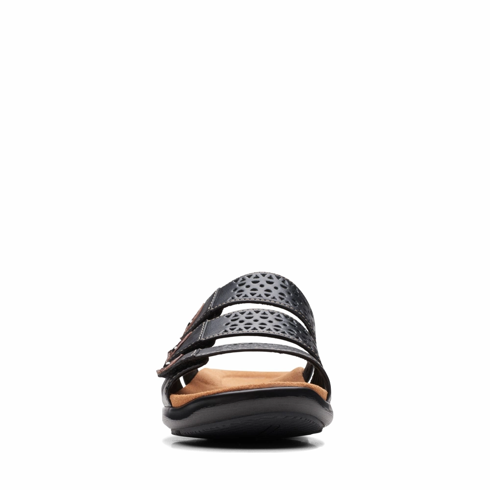Clarks Women's Kitly Walk Slide Sandal in Black Practical Comfort Daily Relax