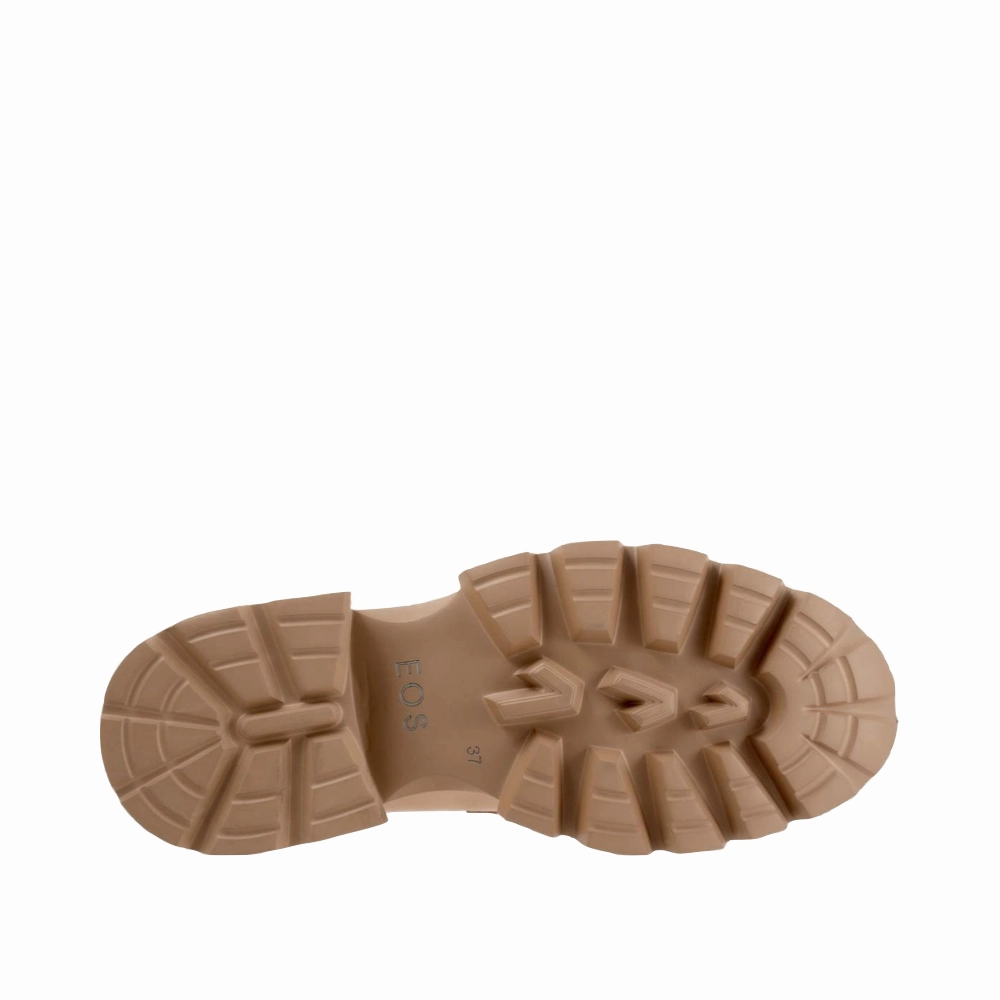 EOS Footwear Women's Ade Penny Leather Loafer in Birch Beige Platform Style