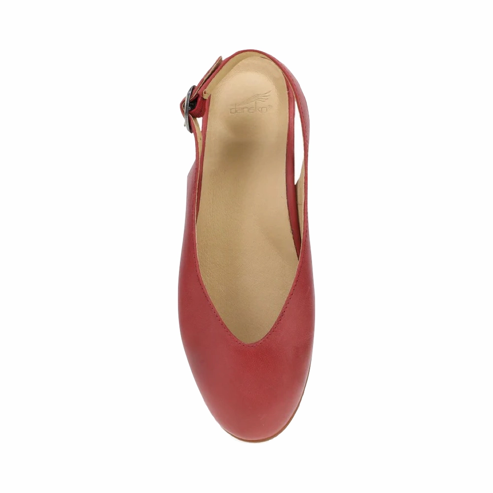 Dansko Women's Lea Sling Back Flat in Red Dance Night