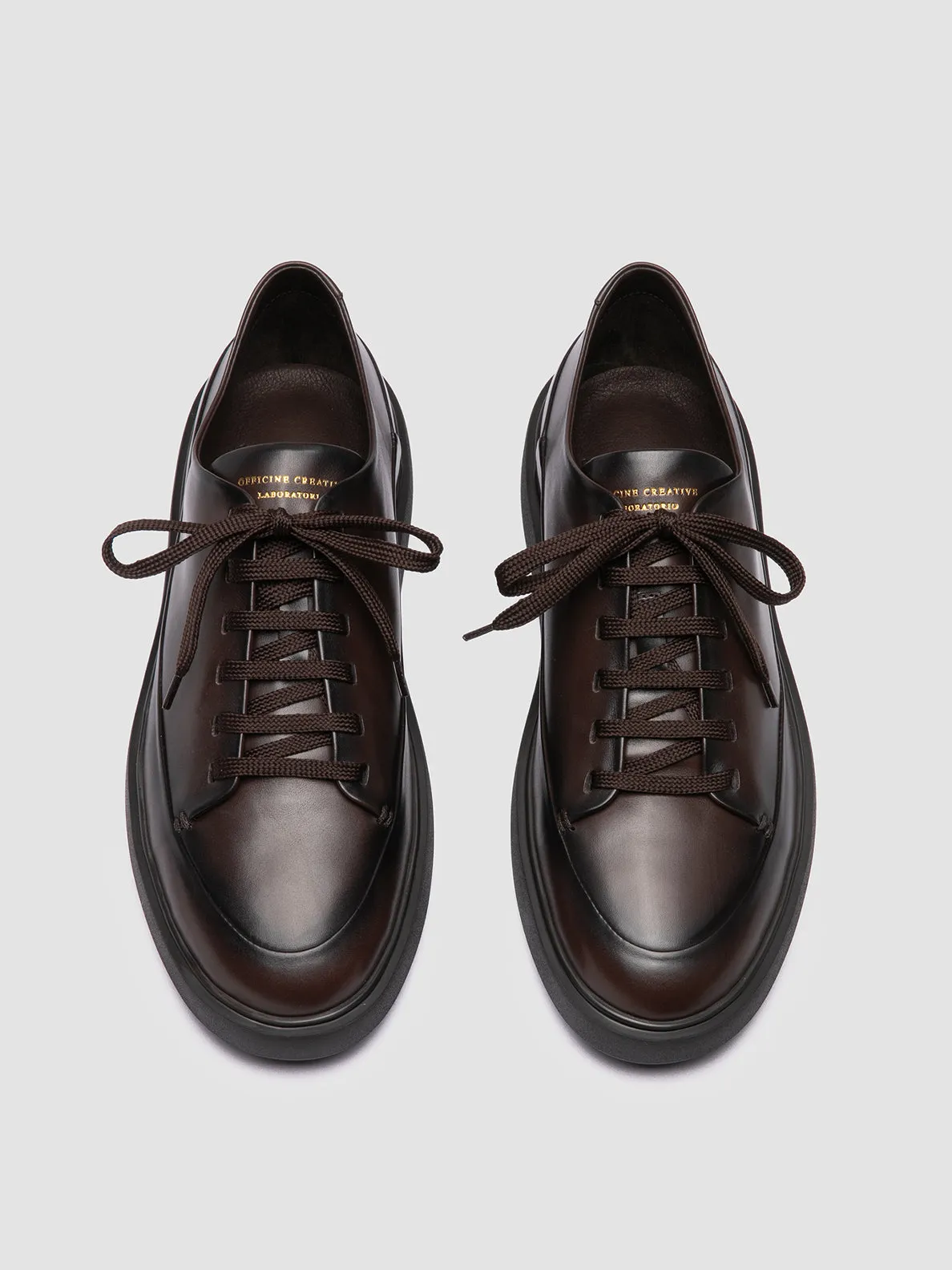 RELEASE 001 - Dark Brown Leather Sneakers synthetic - lining shoes Reinforced heel