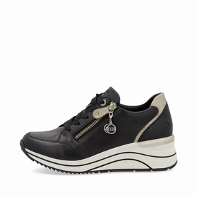 Non-Slip Cushioning Remonte Women's Eleni 03 Wedge Sneaker in Black