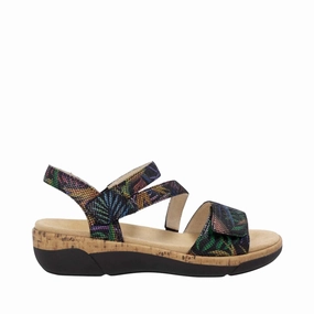 Remonte Women's Jocelyn 60 Sandal in Black Multi Sporty Comfort Trendy Beach Footwear