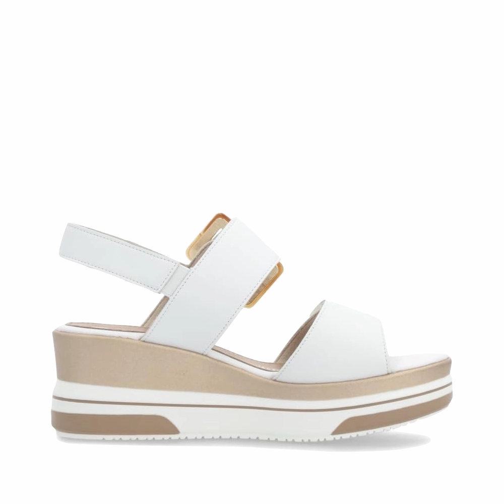 Wide Ease Effort Mode Remonte Women's Sabine 50 Wedge Sandal in Weiss White