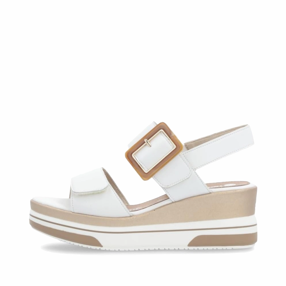 Office Meeting Formal Wear Remonte Women's Sabine 50 Wedge Sandal in Weiss White