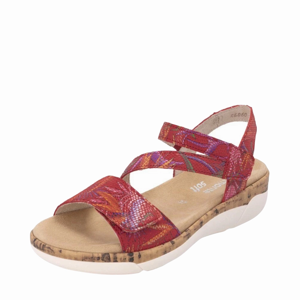 Summer Vibes Color Mix Remote Women's Jocelyn 60 Sandal in Red Multi