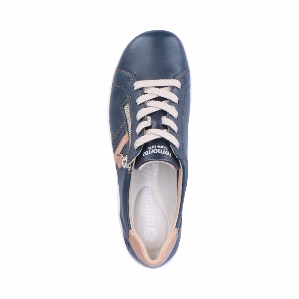 Remote Women's Liv 32 Lace Sneaker in Pazific Navy slim fit Silver Glow