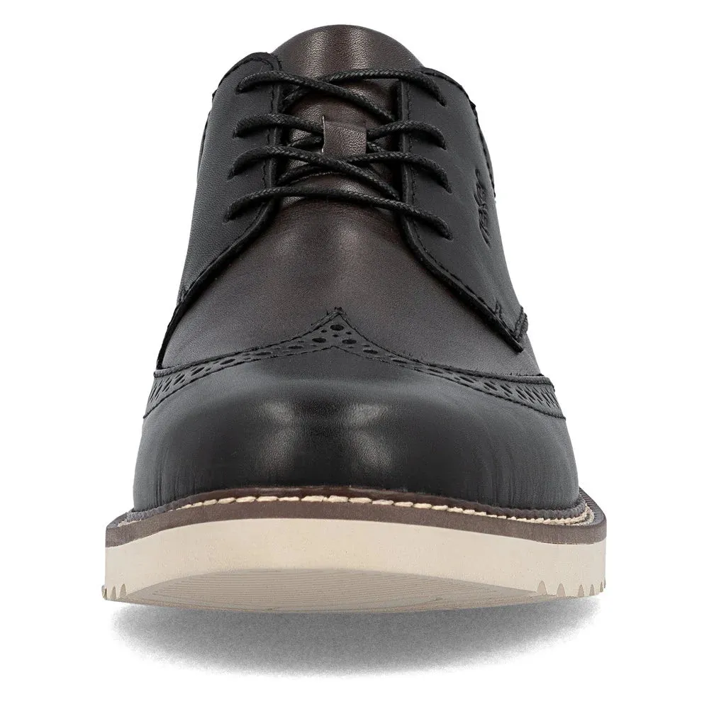 High Society Rieker Men's Alan 04 Wing Tip Shoe in Nero/Blei Black