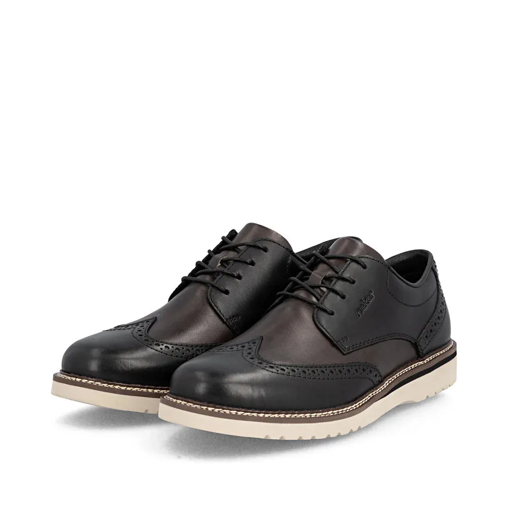 Internal Tasks Rieker Men's Alan 04 Wing Tip Shoe in Nero/Blei Black