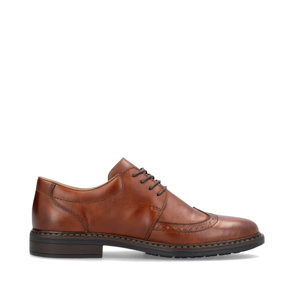 Stylish Footwear Refined Shape Rieker Men's Dustin 20 Wingtip Lace Shoe in Peanut Brown