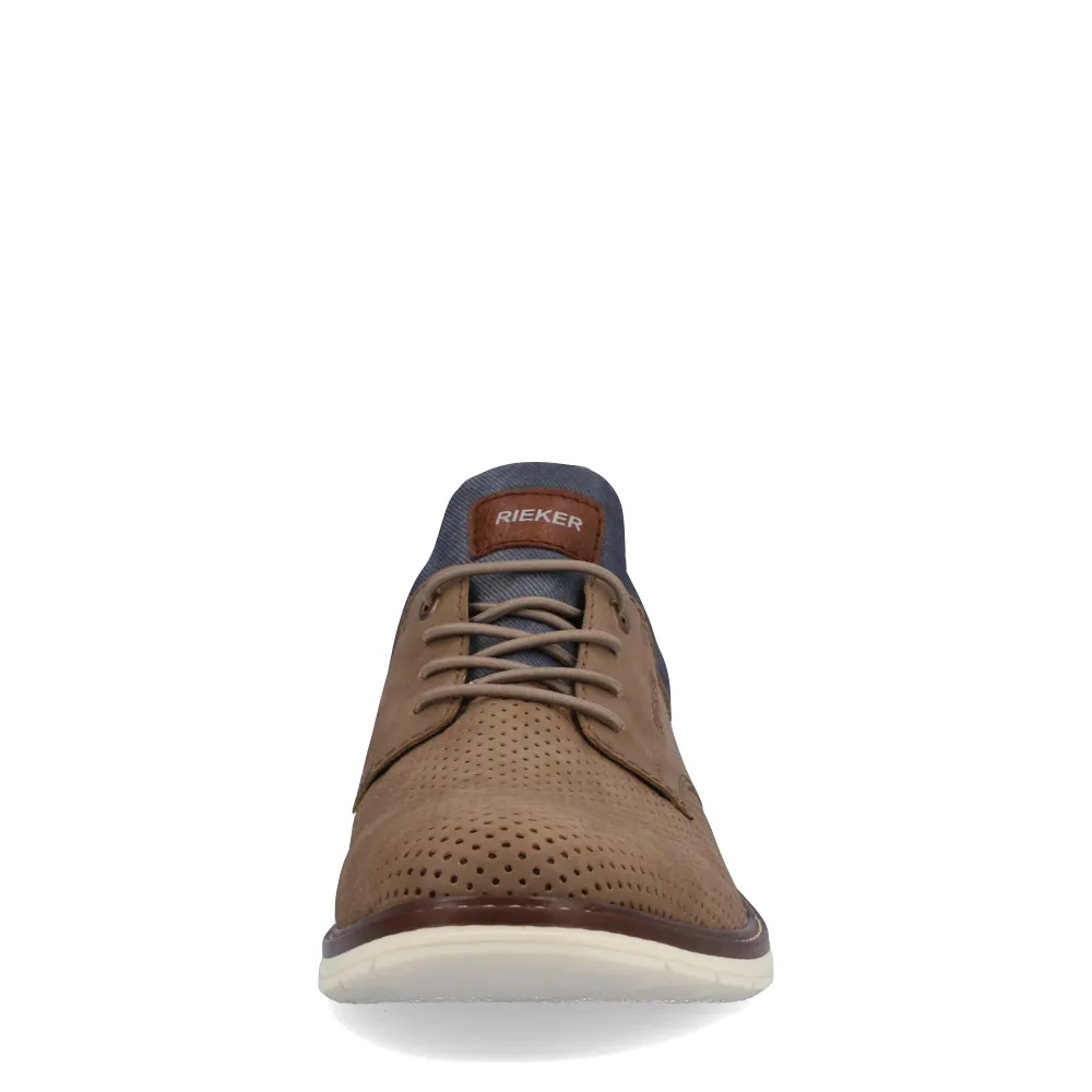 Rieker Men's Dustin 50 Perfed Shoe in Fango Taupe Refined Uniform