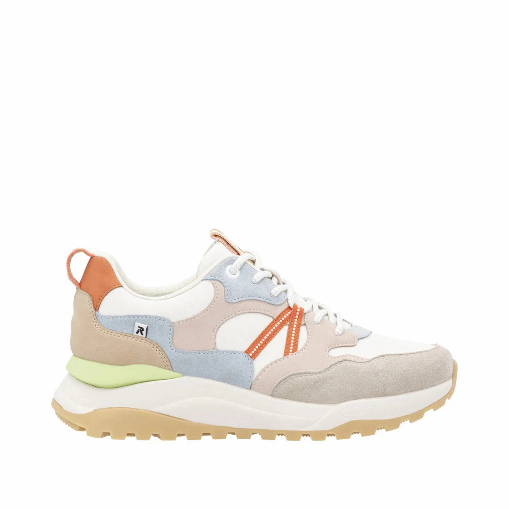 Rieker Women's Akilah 01 Sneaker in Iceberg/Dirty White/Light Rose On Track Footwear Flex