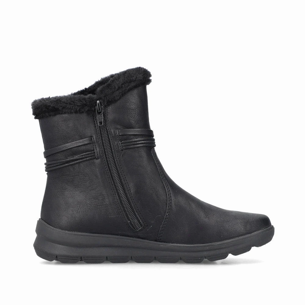 Gentle Motion Breath Option Rieker Women's Berta 70 Side Zip Waterproof Boot in Black