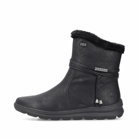 Rieker Women's Berta 70 Side Zip Waterproof Boot in Black Short Walk
