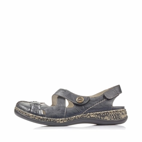 Platform Sole Slide On Rieker Women's Daisy 77 Cross Strap Mary Jane in Pazifik Blue