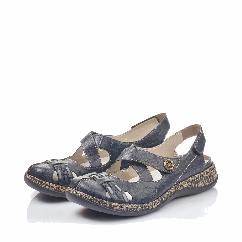 Any Occasion Mesh Fabric Rieker Women's Daisy 77 Cross Strap Mary Jane in Pazifik Blue