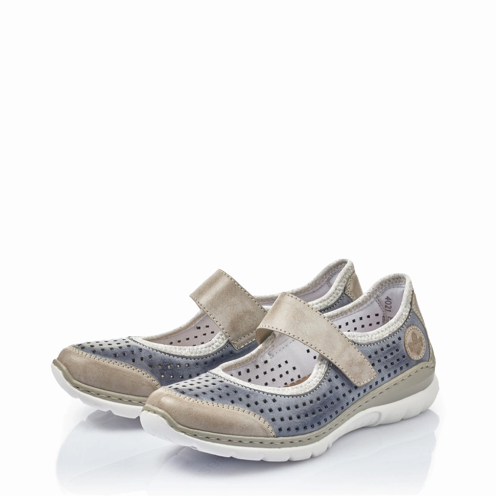 Work Break Fresh Style Rieker Women's Nikita B5 Mary Jane in Jeans Blue